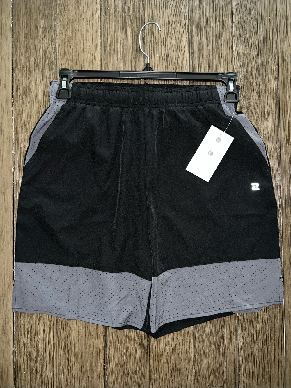 ZELOS Black and Gray Athletic Training Shorts